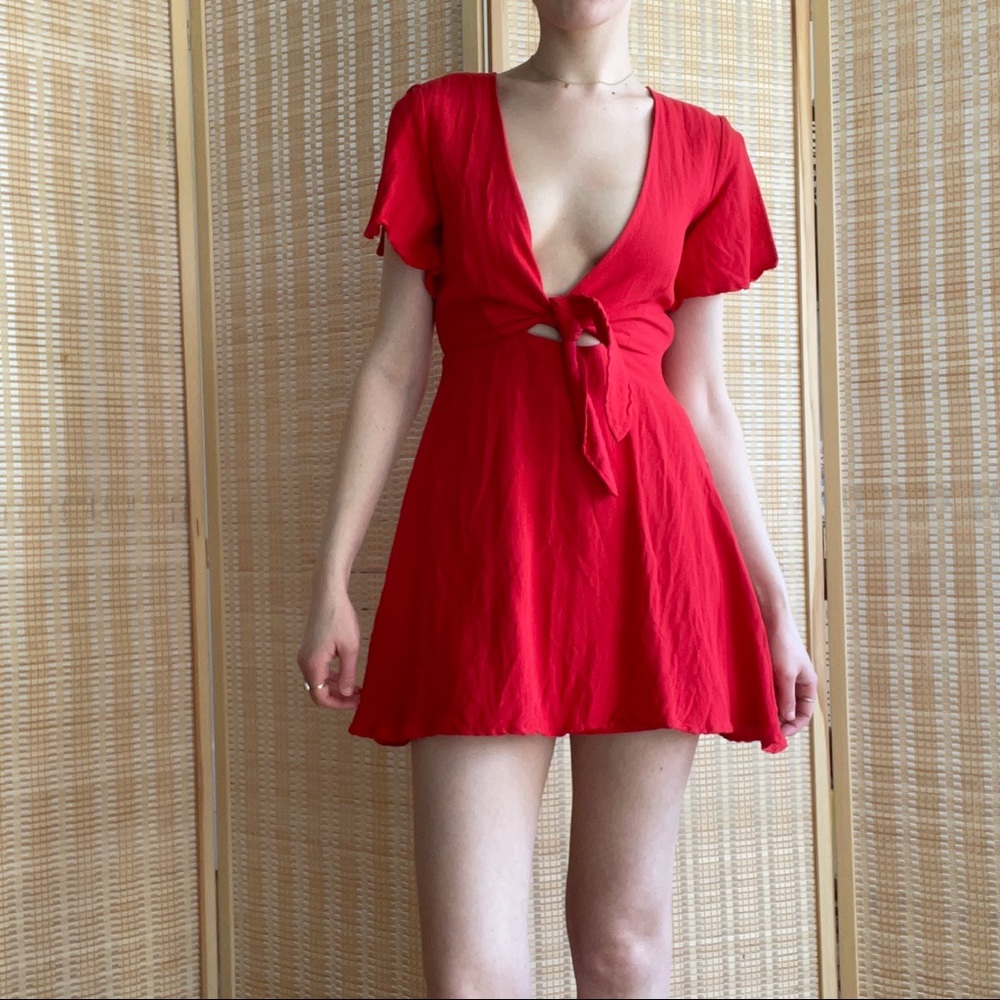 Lulus red tie-front dress